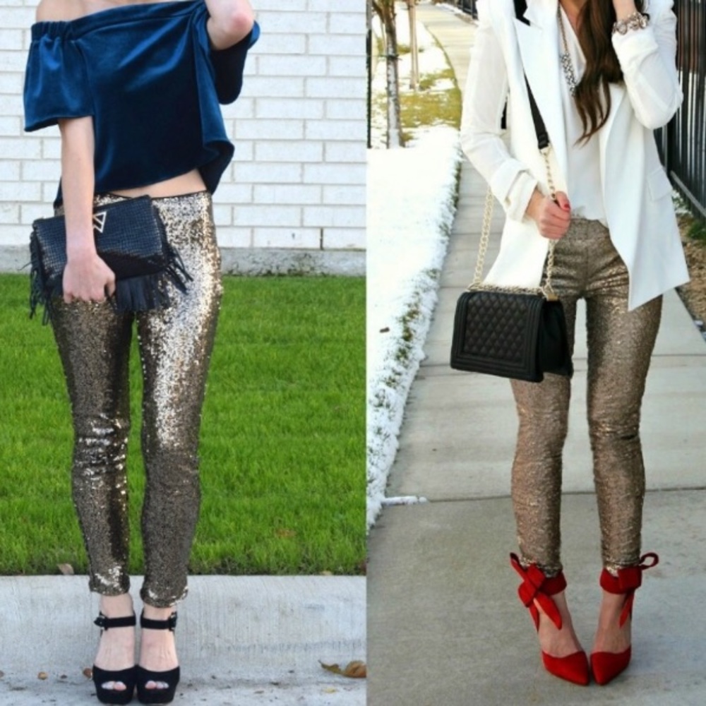 Champagne Sequin Leggings